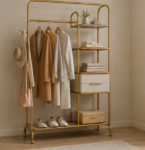 Light Luxury Metal Multi-Tier Coat & Storage Rack