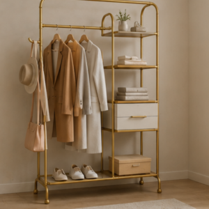 Light Luxury Metal Multi-Tier Coat & Storage Rack