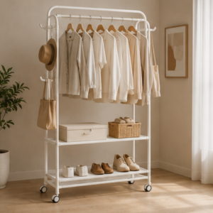 Mobile Coat & Storage Rack with Wheels