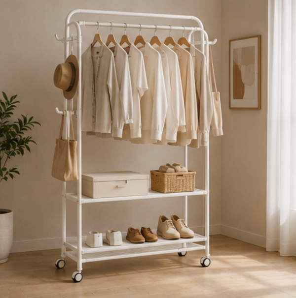 Mobile Coat & Storage Rack with Wheels